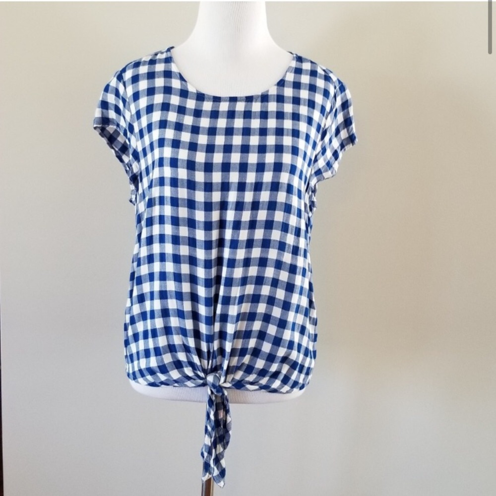 Beachlunchlounge NWT Tie Front Gingham Top Small